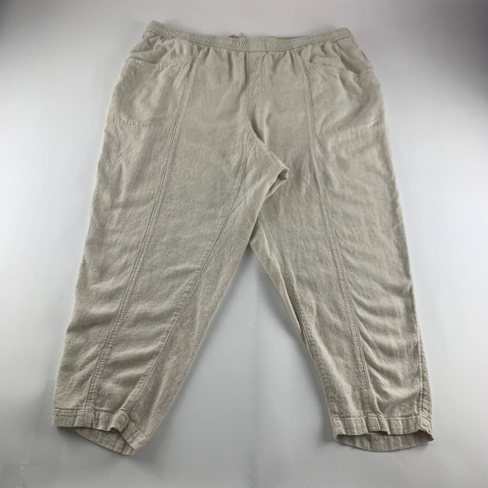 Old Navy Natural Linen Blend High Rise Slim Leg Ankle Pant 2X